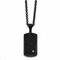 thumbnail image 2 of Finest Gold Stainless Steel Brushed Black IP with Black Leather & CZ Dog Tag Necklace, 2 of 2
