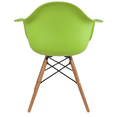 thumbnail image 7 of 2xhome Set of 2 Modern Dining Side Chairs From Molded Plastic Armchair Shell with Natural Wooden Legs, Green, 7 of 7