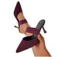 thumbnail image 3 of Xucatan Women's Knit Pointed Toe Mules, Elastic Strap Slip On Heels, Cushioned Comfortable High Heel Shoes for Office Daily Spring Gift, 3 of 9