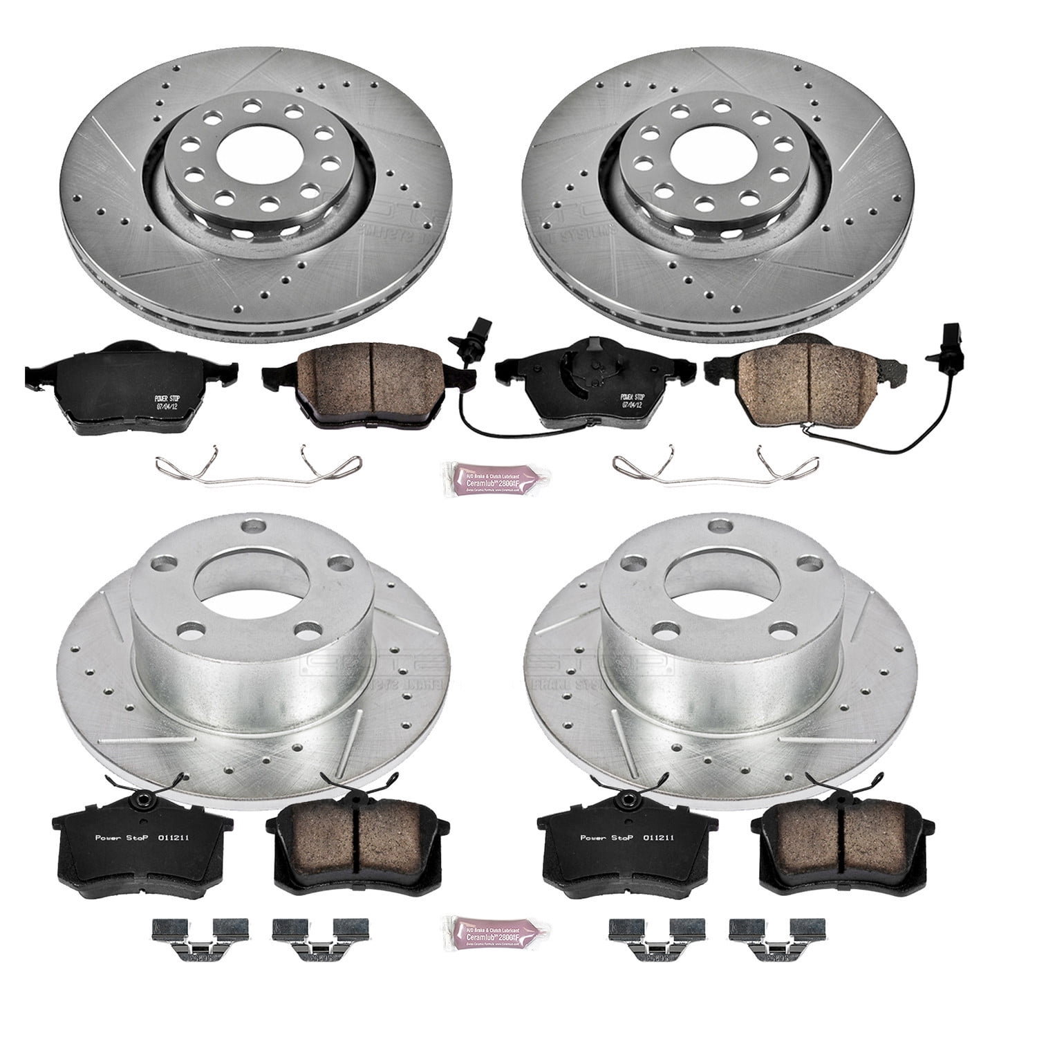 PowerStop Front and Rear Z23 Evolution Sport Carbon-Fiber Ceramic Brake Pad and Drilled & Slotted Rotor Kit Fits: AUDI Select Models K637