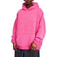 thumbnail image 2 of Men Hoodies Oversized Unisex Acid Wash Hoodie Vintage Cotton Sweatshirt Rose Red M, 2 of 9