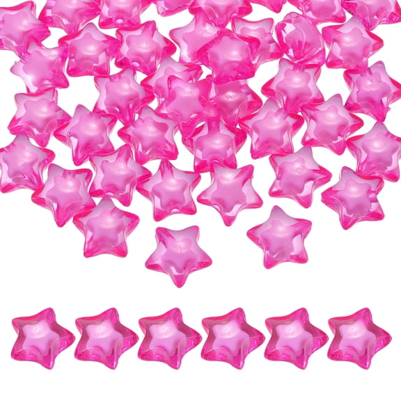Uxcell 50pcs Acrylic Star Beads, 18mm Star-Shaped Pony Loose Spacer Beads for Bracelets Jewelry Making DIY Crafts, Rose Red