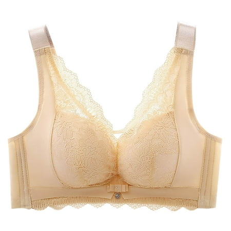 Gnurob Saving Minimizer Bras for Women Full Coverage Bralettes No Underwire Bra Plus Size Lifting Lace Bralette for Heavy Breast Deals Beige 38/85B
