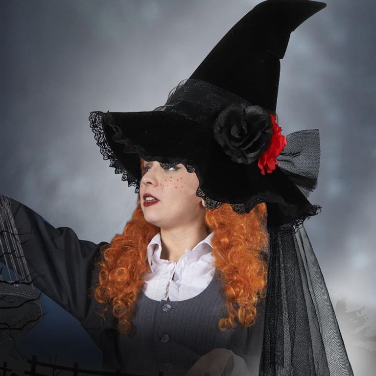 Darzheoy Halloween Witch Hat for Women, Mesh Lace Fancy  display picture 3