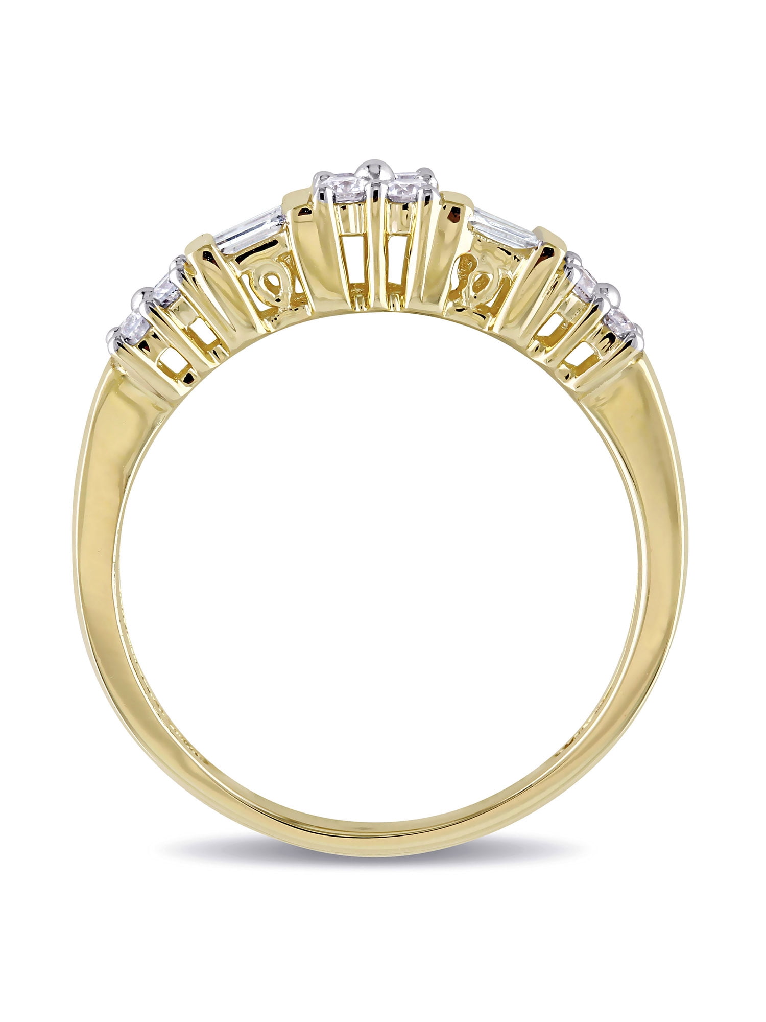 1 2 Carat T.W. Round and Baguette Cut Diamond 14kt Yellow Gold