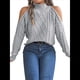thumbnail image 3 of Suéteres de Mujer con Hombros Descubiertos, Otoño-Invierno 2025, Larga, Suave, Grueso, de Punto , Tops de Jersey. Gris S, 3 of 10
