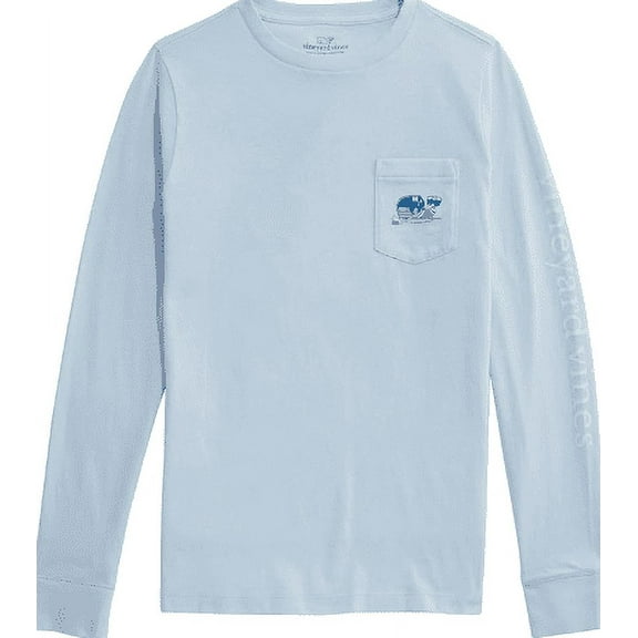 Vineyard Vines Boys' Glow Hockey Whale Long-Sleeve Pocket Tee, Medium