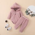 thumbnail image 2 of Girl Clothes Girl Outfits Baby Girl Clothes Outfits Girls Hooded Long Sleeve Romper and Pants Outfit Hot Pink 0-3 Months, 2 of 5