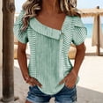 thumbnail image 5 of hlysgo Womens Palazzo Dressy Tops Casual Asymmetrical V Neck Business Work Blouse Ruffle Sleeve Summer Shirts Army Green,XL, 5 of 5