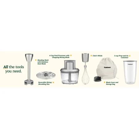 (No whisk)Cuisinart HB‑400PC Variable Speed Immersion Blender with Food Processor