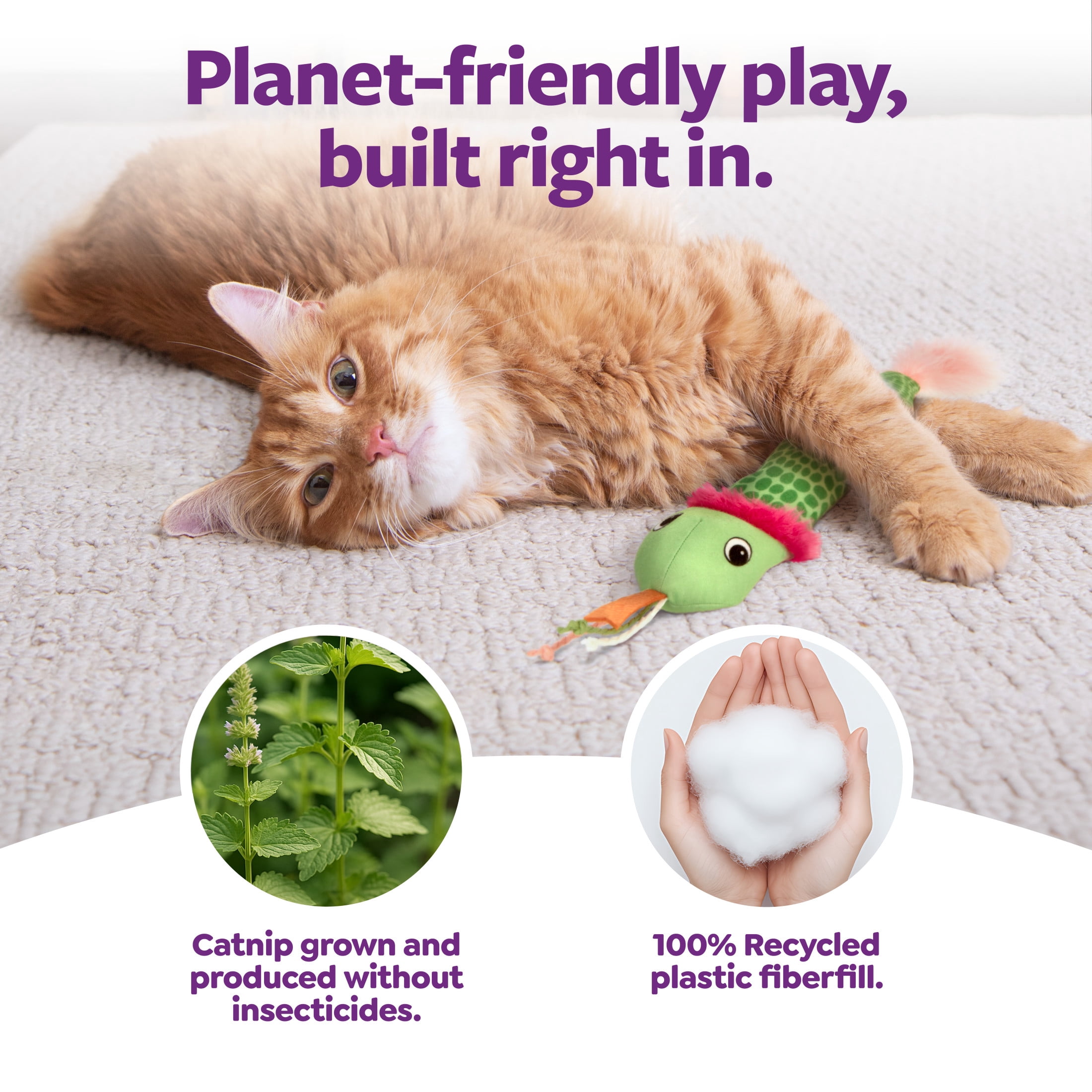 SmartyKat Crinkle Creeper Crinkle Plush Kicker Cat Toy with Catnip Filled Tail, Green