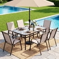 thumbnail image 5 of TLSUNNY Outdoor Patio Dining Table, W/ Umbrella Hole, Rectangular Glass Table, Outdoor Metal Furniture for Small Space, 5 of 9