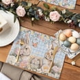 thumbnail image 2 of Easter Rabbits Placemats Set of 2, Spring Butterflies Floral Leaf Table Mats Washable Heat-Insulation Non-Slip Place Mats for Kitchen Dinner Table Indoor Outdoor Decor,13x19 Inch Blue Plaid, 2 of 9