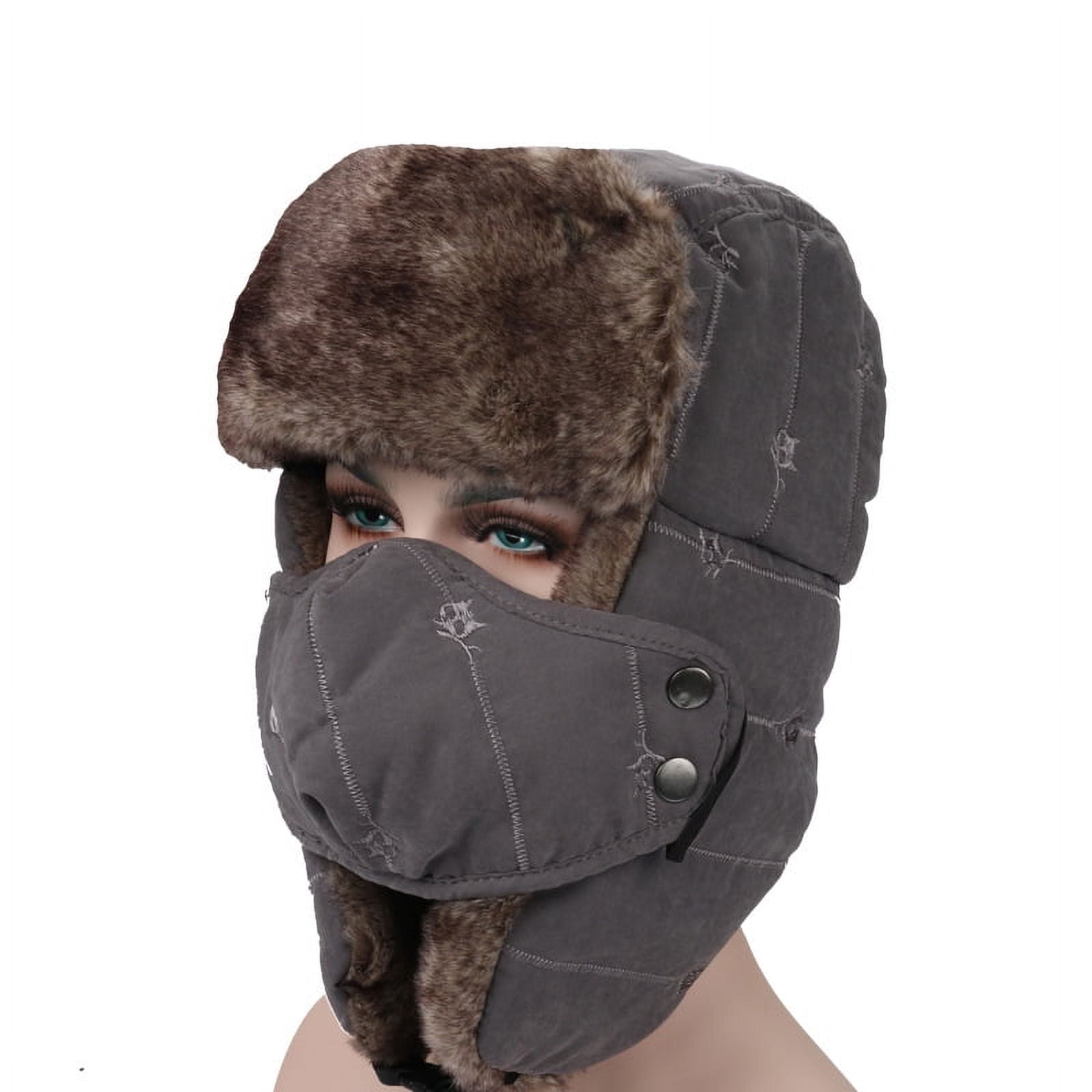 Windproof Hat for Men and Women Hiking Fishing Skiing Keep Warmming Covers Face Ears Nose Mouth Adjustable(grey)