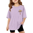 thumbnail image 4 of Back To School Clothes Girls Short Sleeve First Day Of School Shirt Letters Print Casual Loose Fit Summer T Shirt Top for Kids Girls,Purple,4-5 Years, 4 of 7