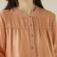thumbnail image 4 of Babysbule Womens Tops Long Sleeve Fashion Women Cotton Linen Casual Solid Buttons Long Sleeves T-Shirt Blouse Tops, 4 of 6