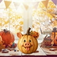 thumbnail image 6 of Farm Animal Pumpkin Figurines Autumn Thanksgiving Statue, Resin Fall Decor Harvest Season Home Centerpiece Display Ornaments (Pig), 6 of 7