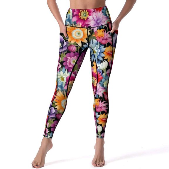 Pink Lily Floral Yoga Pants Watercolor Flower Design Leggings Push Up Fitness Running Leggins Women Casual Stretch Sports Tights