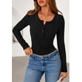 thumbnail image 3 of Blusa Henley de Manga Larga para Mujer PRETTYGARDEN Negra XXL, 3 of 8