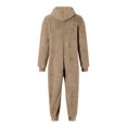 thumbnail image 6 of ZHOGXU Mens Jumpsuit Solid Color Zip Front Hooded Pajamas With Pocket Warm Relaxed Fit Romper Loungewear,Coffee,XXXL, 6 of 6