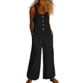 thumbnail image 2 of Loose Sleeveless Jumpsuit for Women V Neck Wide Leg Rompers Button Down One Piece Overalls Baggy Casual Vacationwear, 2 of 6