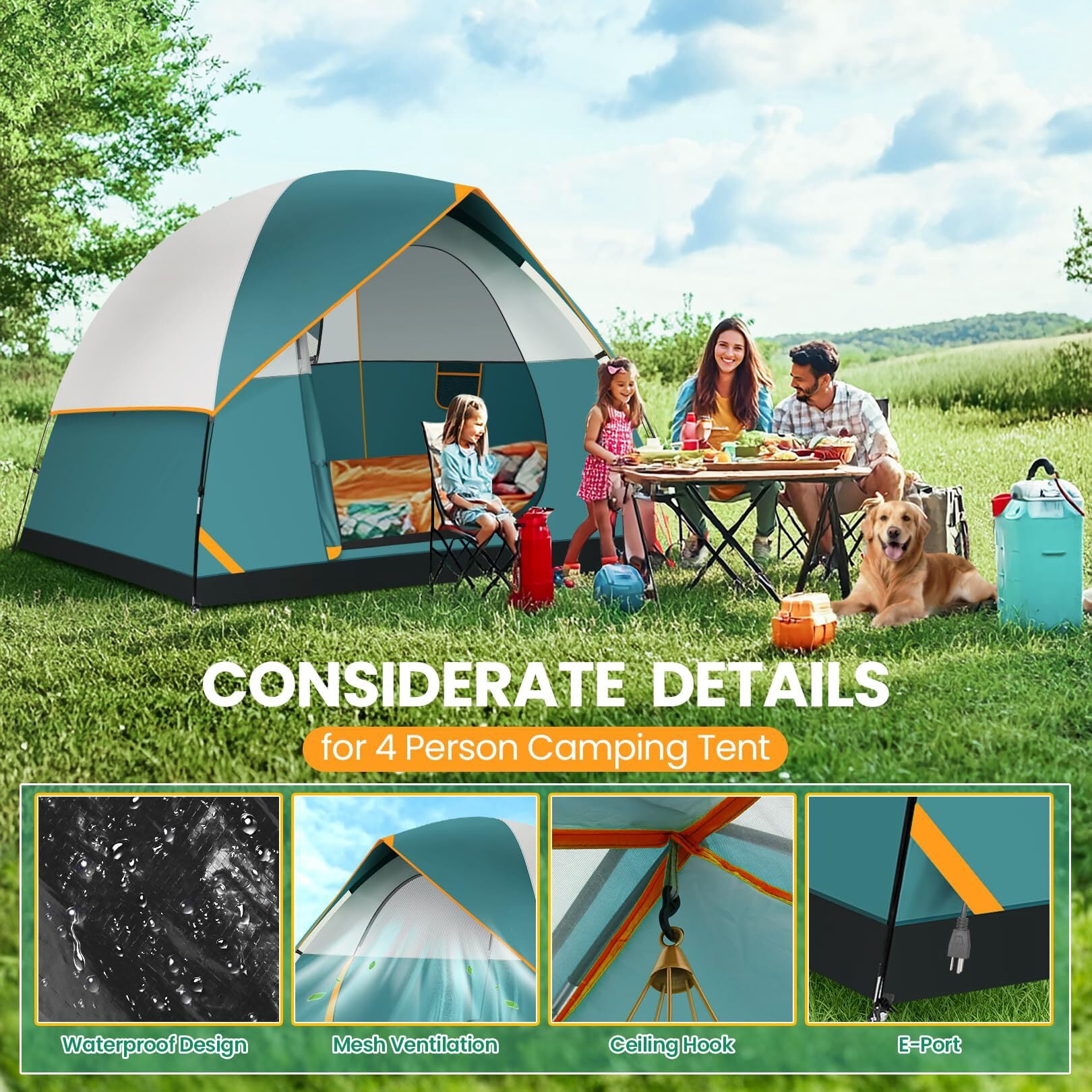 COBIZI Tents for Camping 4/6 Person Camping Tent with Rainfly and Screen, Easy Setup Lightweight Portable Waterproof Outdoor Tent with Carry Bag for Backpacking, Hiking, Family Travel