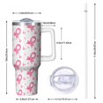 thumbnail image 2 of Pink Breast Cancer Tumbler with Handle and Lid,40oz Double Wall Vacuum Insulated Tumbler,Cups Gift for Women and Men, 2 of 7