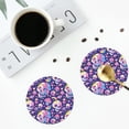 thumbnail image 4 of Lsque Skull colorful mushroom Pattern 4" Drink Coasters Set of 4, PVC Leather Absorbent Coasters, Table Coaster Set Decorative Coffee Cup Coasters Housewarming Gift -Round Shape, 4 of 6