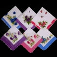 thumbnail image 4 of 20Pcs Cotton Handkerchiefs, Soft Pocket Handkerchiefs for Women, Vintage Floral Print Handkerchief, 20 Non-Duplicate Sample Handkerchiefs, Wavy Shaped Edge, Multi-Color, 4 of 6