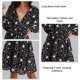 thumbnail image 2 of Vestido de manga larga con escote en V, estampado de estrellas y cintura elástica. Vestido de moda para mujer., 2 of 3