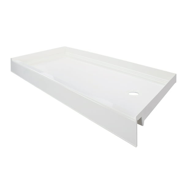Transolid T36030R-01 T3 60-in x 30-in Rectangular Alcove Shower Base with Right Drain, White