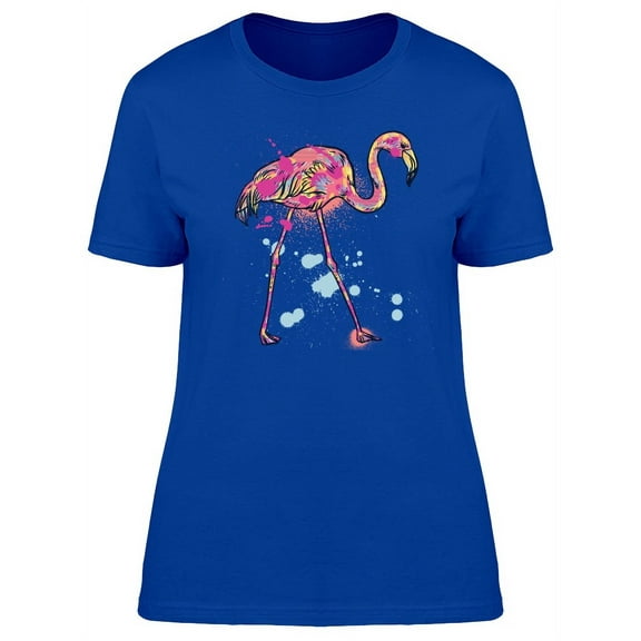 Abstract Paint Splash Flamingo T-Shirt Women -Image by Shutterstock, Female Medium