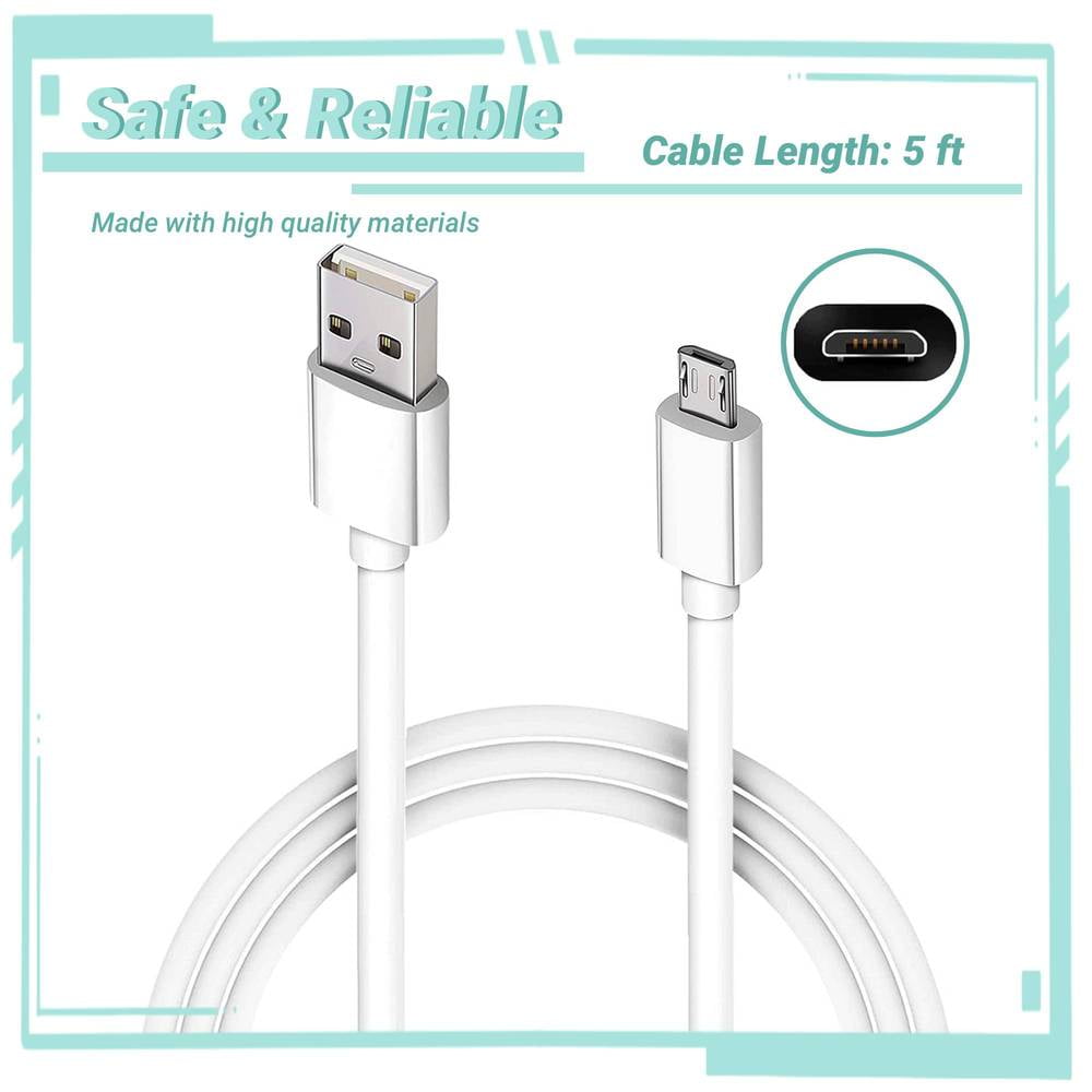 Yolmary White 5ft Micro USB Charging Cable Compatible with Sprint HTC SANYO Kyocera Motorola Virgin Power Cord Charging Sync Data Cable