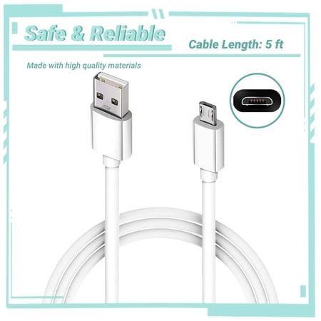 Yolmary White 5ft Micro USB Charging Cable Compatible with Jabra Journey Model HFS003 Bluetooth In-Car Speakerphone Speaker