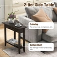 thumbnail image 6 of Canddidliike 2-Tier Wedge Narrow End Table with Storage Shelf and Solid Wood Legs-Espresso, Modern Nightstand, End Table for Bedroom Living Room, 6 of 6
