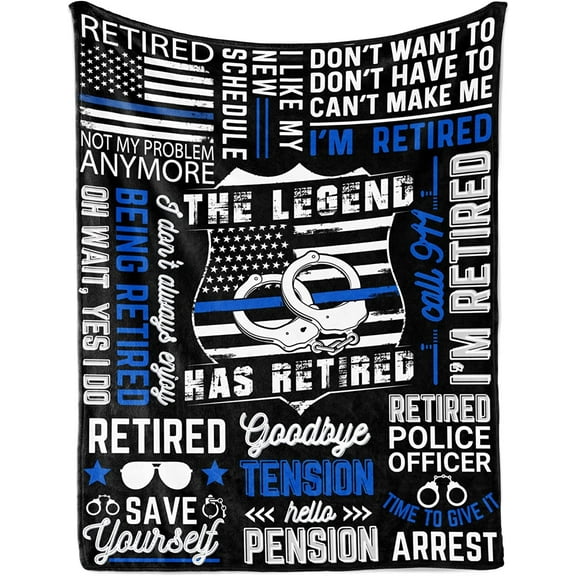 Police Officer Retirement Gifts, Funny Throw Blanket for Retired Police Officers Men, Law Enforcement, Correctional Officer, Cops 65" x 50"