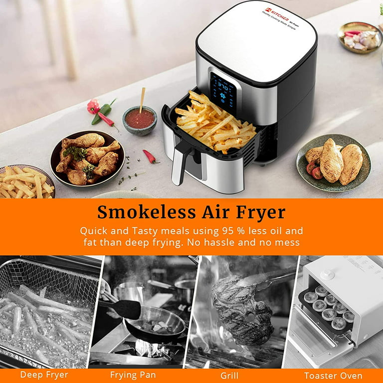 SHAQ 6 qt 1700W Stainless Steel Digital Air Fryer w/Basket