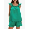 thumbnail image 5 of Biezeib Womenacute;s Summer 2PCS Pajamas Sets Sleeveless Backless Sling Vest + Solid Color Ruffle Shorts, 5 of 6