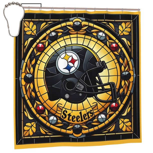 Cortina de ducha de secado rápido impermeable para baño de los Steelers, cortina de ducha con ganchos, decoración de fútbol americano, juego de cortinas de ducha para baño, plancha de 60 x 72 pulgadas