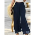 thumbnail image 6 of Weardear Palazzo Pants for Women Dressy Loose Fitting Wide Leg Pants Elastic Waist Chiffon Trousers with Pockets, 6 of 7