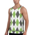 thumbnail image 2 of Fotbe Light green and black argyle Pattern Men's Quick Dry Workout Tank Top Gym Muscle Tee Fitness Bodybuilding Sleeveless T Shirt Breathable Workout Shirt-4X-Large, 2 of 7
