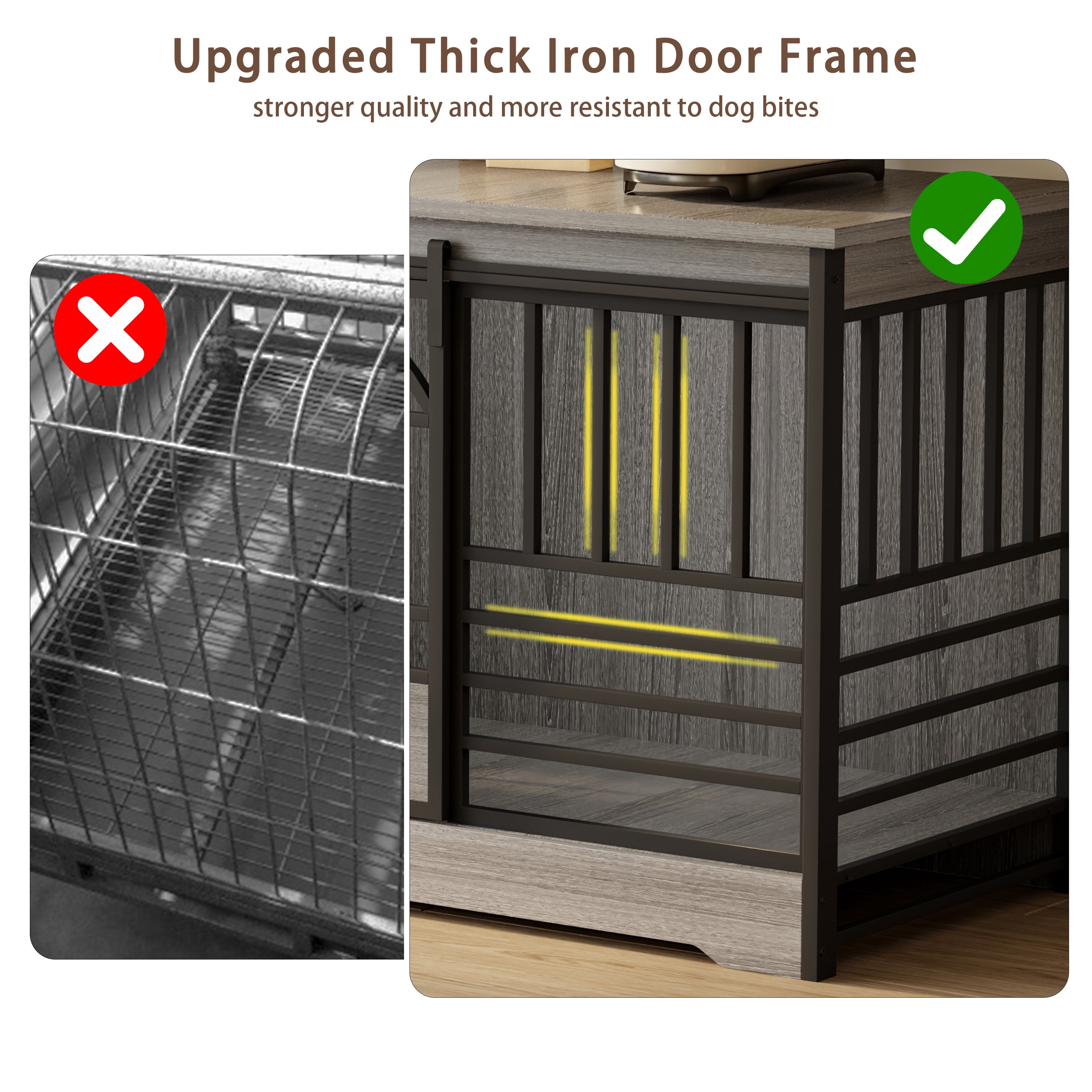 78 inch Dog Crate Furniture XXL Dog Cage Heavy Duty Dog Kennel Indoor with Removable Divider,Extra Large Double Cage Large Breed Gray