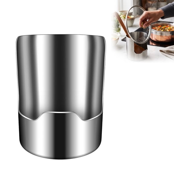 2 In1 Multi-functional Kitchen Utensil Holder, Stainless Steel Pot Lid & Spoon Rack, Space-Saving Vertical Stand for Spatulas,Tongs,Ladles, Countertop Organizer,Thickened Storage Stand(1pc)