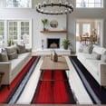 thumbnail image 4 of Red And Black Strip Area&nbsp;Rug 5x7ft Classic Modern Art Non-Slip&nbsp;Washable Square&nbsp;Rugs Soft Felt Indoor Floor Mat for Bedroom Kitchen Living Room Bathroom, 4 of 9