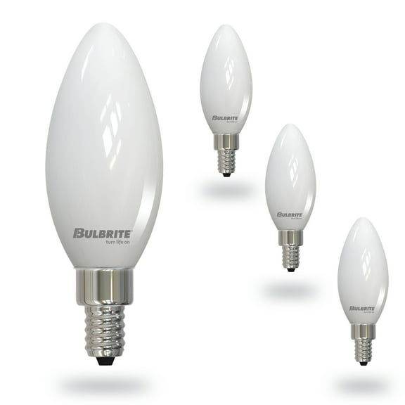 Bulbrite 5 Watt LED B11 Light Bulbs, Warm Dimming 3000K (Soft White) - 1800K (Candlelight), 500 Lumens, (4 Pack)