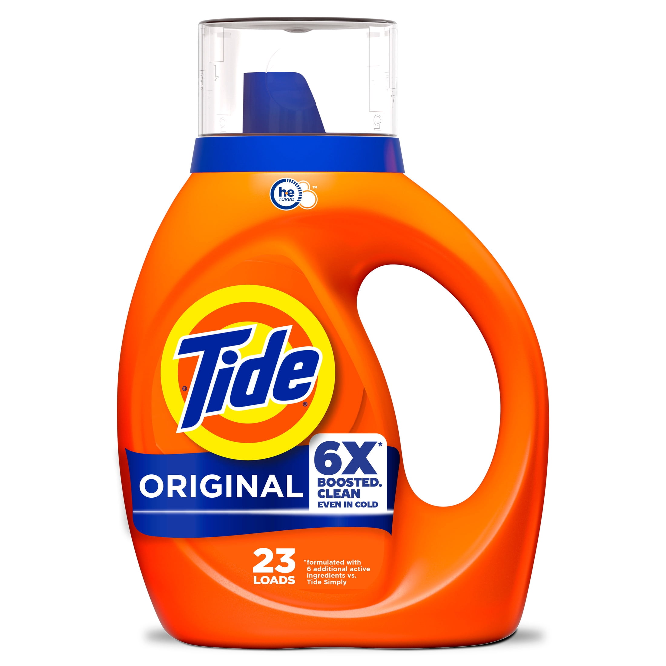 (6 pack) Tide Laundry Detergent Liquid with 6X Boosted Cleaning Power, Original Scent, 29 fl oz, 23 Loads