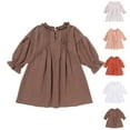 thumbnail image 1 of Tranfacy Robes pour Petite Fille, Robe à Manches Longues pour Fille, Robes à Manches Longues à Col Rond pour Tout-Petits 2-7 Ans, Tenue d'Automne et d'Hiver, Robes Décontractées, 1 of 7