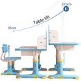 thumbnail image 2 of Kids Desk Functional & Adjustable Chair Set, Height Adjustable Children School Study Table Chair Set with Cartoon Pattern, Storage, Drawers, Bookshelf, Kids Desk Table (Blue 2), 2 of 9