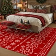 thumbnail image 4 of BERTHMEER 6'X9' Christmas Rug Kitchen Rug Snowflake Print Throw Rugs for Living Room Bedroom Dining Room Laundry Soft Machine Washable Non-slip Rug,Red, 4 of 7