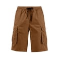 thumbnail image 6 of Resicozy Mens Cargo Shorts Elastic Waist Drawstring Baggy Short Summer Work Casual Solid Sweatpants Shorts with Pockets Brown 4XL, 6 of 9